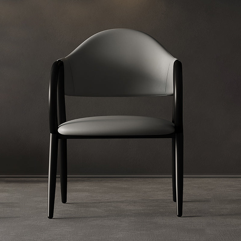 Industrial Leather Restaurant Arm Chair Open Back Dining Chair with Metal Legs Silver Gray 1 Piece Clearhalo ' kitchen&dining_furn' 'Dining Chairs' 'Dining Tables & Seating' 'dining_chair' 'furn' 'furn_dining_chair' 'Furniture' 'furniture_dining_chair' 'Kitchen & Dining Furniture' 'kitchen' 4040616