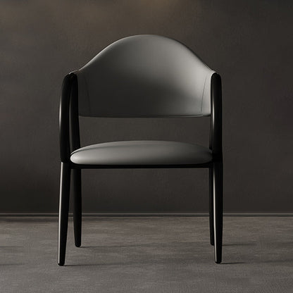 Industrial Leather Restaurant Arm Chair Open Back Dining Chair with Metal Legs Silver Gray 1 Piece Clearhalo ' kitchen&dining_furn' 'Dining Chairs' 'Dining Tables & Seating' 'dining_chair' 'furn' 'furn_dining_chair' 'Furniture' 'furniture_dining_chair' 'Kitchen & Dining Furniture' 'kitchen' 4040616