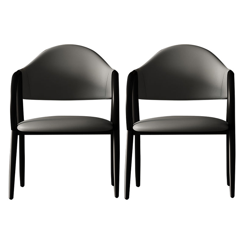 Industrial Leather Restaurant Arm Chair Open Back Dining Chair with Metal Legs Silver Gray 2 Piece Set Clearhalo ' kitchen&dining_furn' 'Dining Chairs' 'Dining Tables & Seating' 'dining_chair' 'furn' 'furn_dining_chair' 'Furniture' 'furniture_dining_chair' 'Kitchen & Dining Furniture' 'kitchen' 4040617