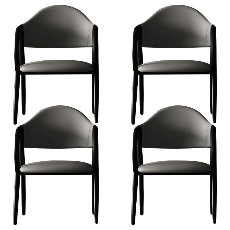 Industrial Leather Restaurant Arm Chair Open Back Dining Chair with Metal Legs Silver Gray 4 Piece Set Clearhalo ' kitchen&dining_furn' 'Dining Chairs' 'Dining Tables & Seating' 'dining_chair' 'furn' 'furn_dining_chair' 'Furniture' 'furniture_dining_chair' 'Kitchen & Dining Furniture' 'kitchen' 4040618