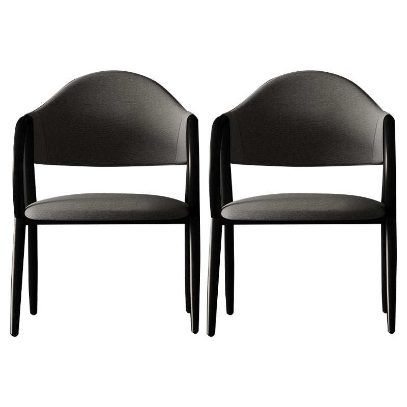 Industrial Leather Restaurant Arm Chair Open Back Dining Chair with Metal Legs Gray Black 2 Piece Set Clearhalo ' kitchen&dining_furn' 'Dining Chairs' 'Dining Tables & Seating' 'dining_chair' 'furn' 'furn_dining_chair' 'Furniture' 'furniture_dining_chair' 'Kitchen & Dining Furniture' 'kitchen' 4040620