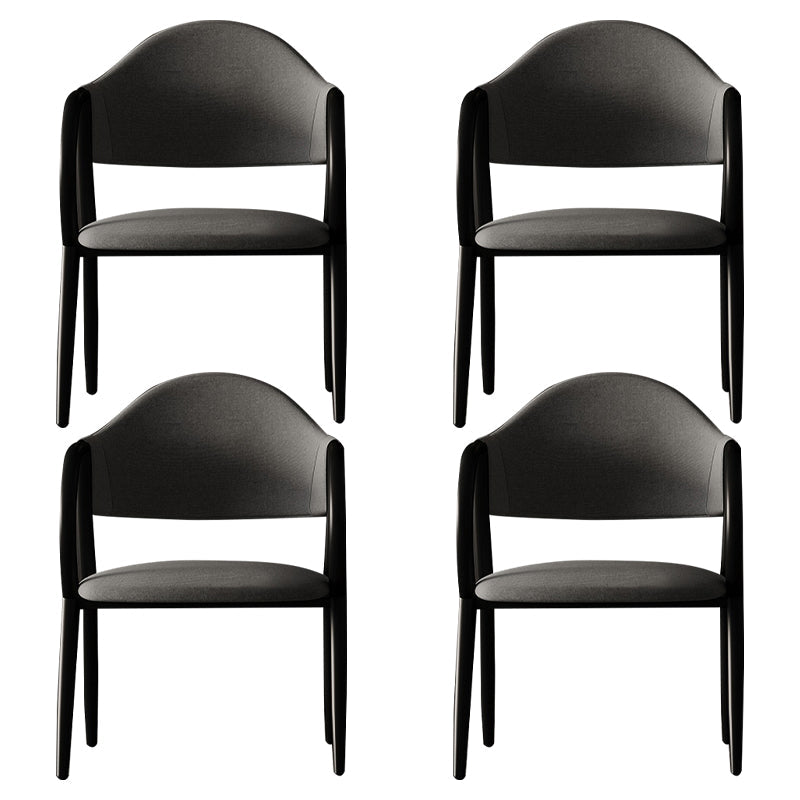 Industrial Leather Restaurant Arm Chair Open Back Dining Chair with Metal Legs Gray Black 4 Piece Set Clearhalo ' kitchen&dining_furn' 'Dining Chairs' 'Dining Tables & Seating' 'dining_chair' 'furn' 'furn_dining_chair' 'Furniture' 'furniture_dining_chair' 'Kitchen & Dining Furniture' 'kitchen' 4040621