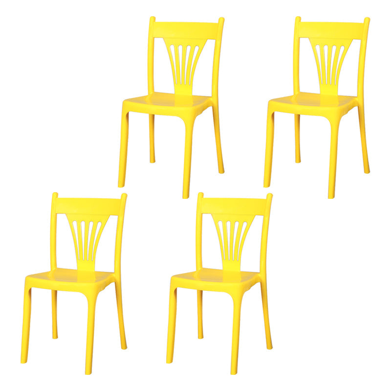 Contemporary Style Dining Chairs Plastic Dining Armless Side Chair for Kitchen Yellow 4 Piece Set Clearhalo ' kitchen&dining_furn' 'Dining Chairs' 'Dining Tables & Seating' 'dining_chair' 'furn' 'furn_dining_chair' 'Furniture' 'furniture_dining_chair' 'Kitchen & Dining Furniture' 'kitchen' 4040664