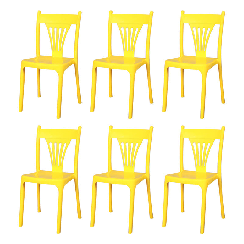Contemporary Style Dining Chairs Plastic Dining Armless Side Chair for Kitchen Yellow 6 Piece Set Clearhalo ' kitchen&dining_furn' 'Dining Chairs' 'Dining Tables & Seating' 'dining_chair' 'furn' 'furn_dining_chair' 'Furniture' 'furniture_dining_chair' 'Kitchen & Dining Furniture' 'kitchen' 4040665