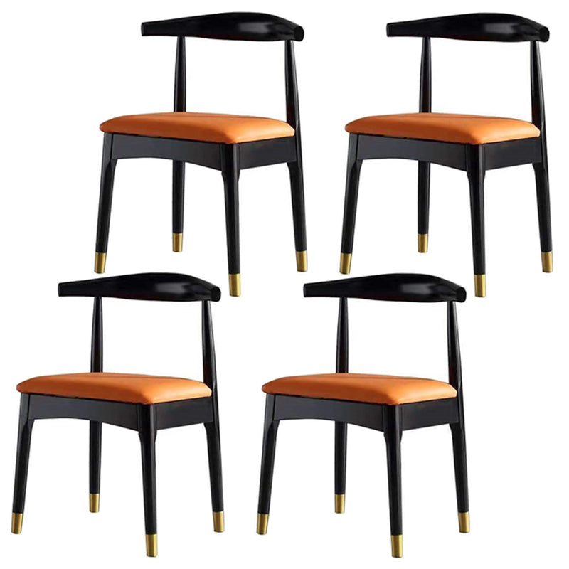 Scandinavian Indoor Side Chair Open Back Upholstered Wood Dining Room Chair Orange 4 Piece Set Clearhalo ' kitchen&dining_furn' 'Dining Chairs' 'Dining Tables & Seating' 'dining_chair' 'furn' 'furn_dining_chair' 'Furniture' 'furniture_dining_chair' 'Kitchen & Dining Furniture' 'kitchen' 4040717