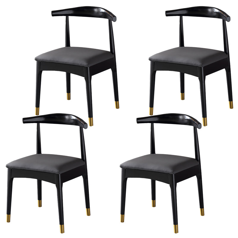 Scandinavian Indoor Side Chair Open Back Upholstered Wood Dining Room Chair Dark Gray-Black 4 Piece Set Clearhalo ' kitchen&dining_furn' 'Dining Chairs' 'Dining Tables & Seating' 'dining_chair' 'furn' 'furn_dining_chair' 'Furniture' 'furniture_dining_chair' 'Kitchen & Dining Furniture' 'kitchen' 4040720