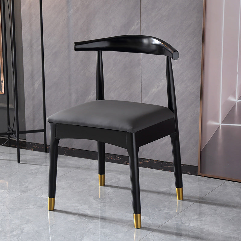 Scandinavian Indoor Side Chair Open Back Upholstered Wood Dining Room Chair Dark Gray-Black 1 Piece Clearhalo ' kitchen&dining_furn' 'Dining Chairs' 'Dining Tables & Seating' 'dining_chair' 'furn' 'furn_dining_chair' 'Furniture' 'furniture_dining_chair' 'Kitchen & Dining Furniture' 'kitchen' 4040721