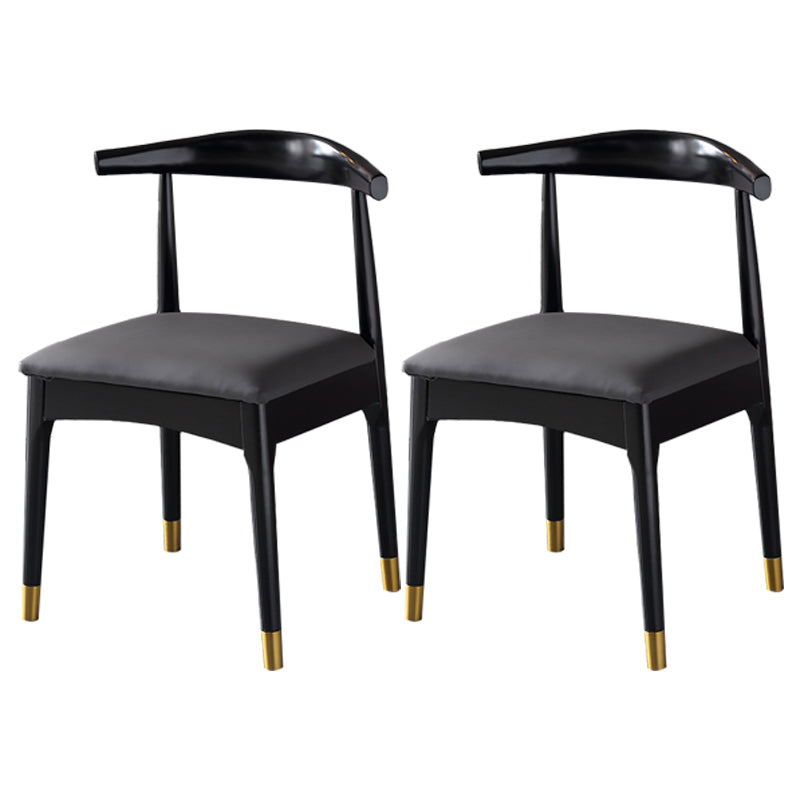Scandinavian Indoor Side Chair Open Back Upholstered Wood Dining Room Chair Dark Gray-Black 2 Piece Set Clearhalo ' kitchen&dining_furn' 'Dining Chairs' 'Dining Tables & Seating' 'dining_chair' 'furn' 'furn_dining_chair' 'Furniture' 'furniture_dining_chair' 'Kitchen & Dining Furniture' 'kitchen' 4040722