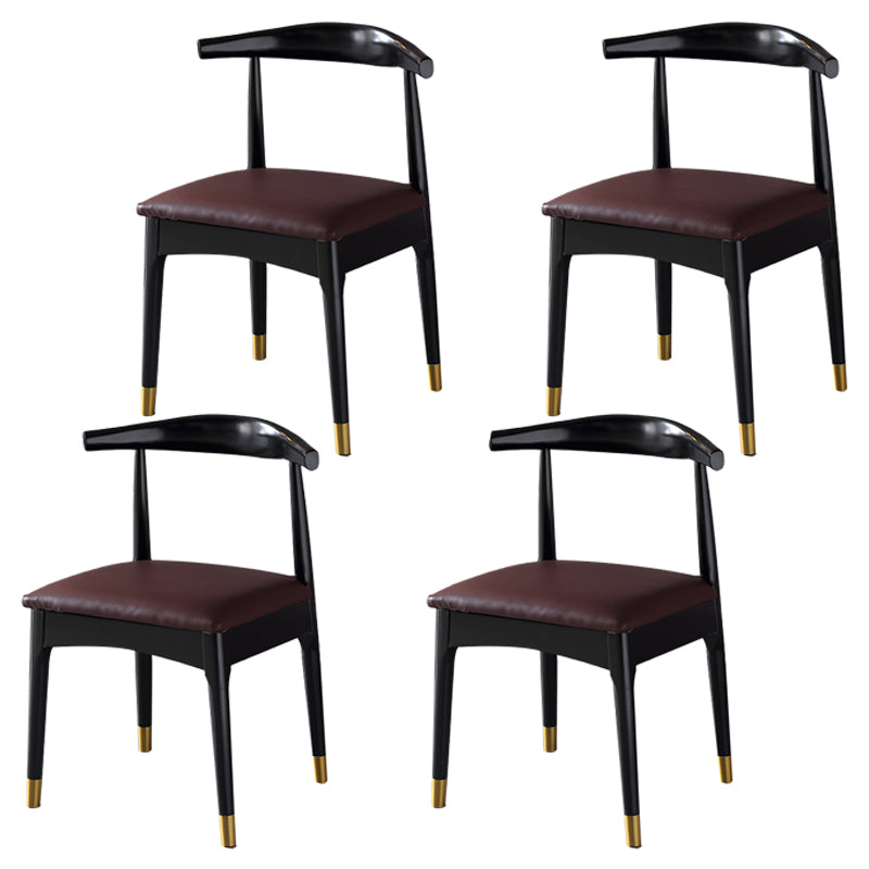 Scandinavian Indoor Side Chair Open Back Upholstered Wood Dining Room Chair Burgundy-Black 4 Piece Set Clearhalo ' kitchen&dining_furn' 'Dining Chairs' 'Dining Tables & Seating' 'dining_chair' 'furn' 'furn_dining_chair' 'Furniture' 'furniture_dining_chair' 'Kitchen & Dining Furniture' 'kitchen' 4040726
