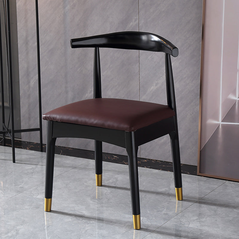 Scandinavian Indoor Side Chair Open Back Upholstered Wood Dining Room Chair Burgundy-Black 1 Piece Clearhalo ' kitchen&dining_furn' 'Dining Chairs' 'Dining Tables & Seating' 'dining_chair' 'furn' 'furn_dining_chair' 'Furniture' 'furniture_dining_chair' 'Kitchen & Dining Furniture' 'kitchen' 4040727