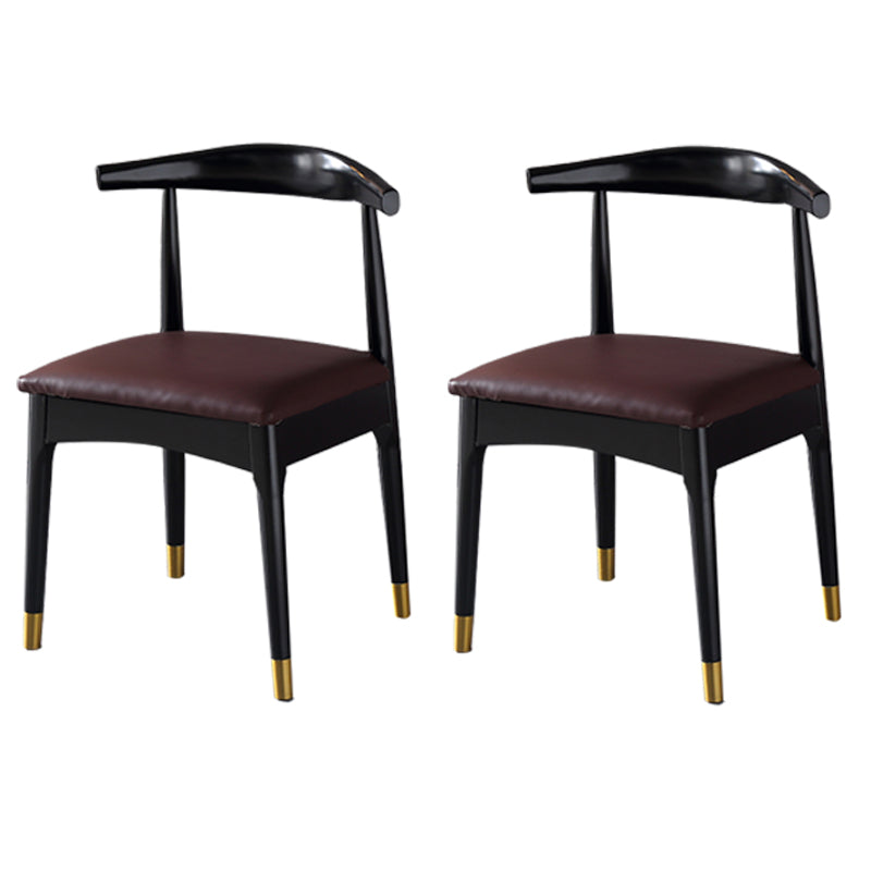 Scandinavian Indoor Side Chair Open Back Upholstered Wood Dining Room Chair Burgundy-Black 2 Piece Set Clearhalo ' kitchen&dining_furn' 'Dining Chairs' 'Dining Tables & Seating' 'dining_chair' 'furn' 'furn_dining_chair' 'Furniture' 'furniture_dining_chair' 'Kitchen & Dining Furniture' 'kitchen' 4040728