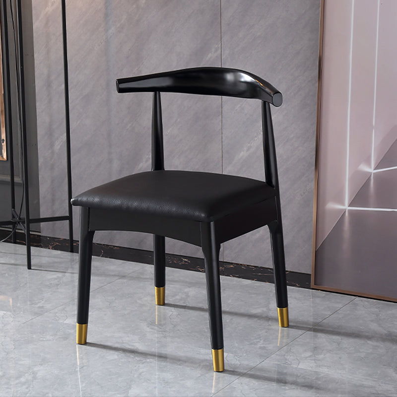 Scandinavian Indoor Side Chair Open Back Upholstered Wood Dining Room Chair Gloss Black 1 Piece Clearhalo ' kitchen&dining_furn' 'Dining Chairs' 'Dining Tables & Seating' 'dining_chair' 'furn' 'furn_dining_chair' 'Furniture' 'furniture_dining_chair' 'Kitchen & Dining Furniture' 'kitchen' 4040733