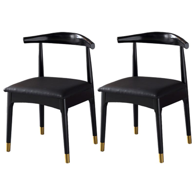 Scandinavian Indoor Side Chair Open Back Upholstered Wood Dining Room Chair Gloss Black 2 Piece Set Clearhalo ' kitchen&dining_furn' 'Dining Chairs' 'Dining Tables & Seating' 'dining_chair' 'furn' 'furn_dining_chair' 'Furniture' 'furniture_dining_chair' 'Kitchen & Dining Furniture' 'kitchen' 4040734