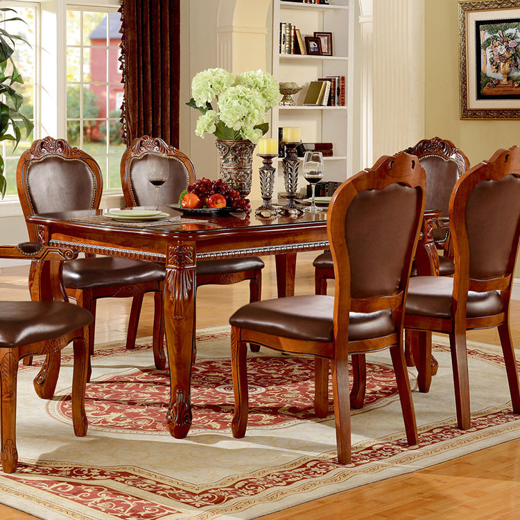 Rectangle 4 Legs Mid-Century Dining Table Wood Color Fixed Table of Solid Wood Clearhalo ' dining_table' 'Dining Tables & Seating' 'Dining Tables' 'furn' 'furn_dining_table' 'Furniture' 'furniture_dining_table' 'Kitchen & Dining Furniture' 'kitchen&dining_furn' 'kitchen' 'kitchen_dining_table' 4050617