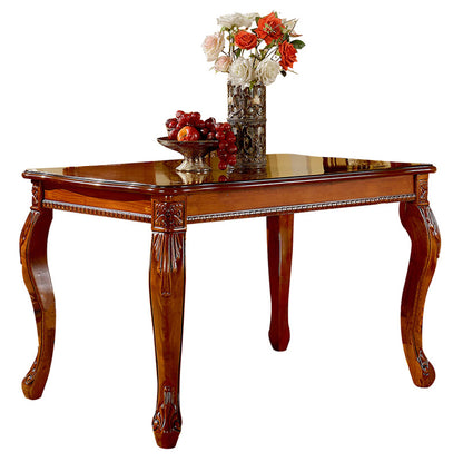 Rectangle 4 Legs Mid-Century Dining Table Wood Color Fixed Table of Solid Wood Without Chairs Clearhalo ' dining_table' 'Dining Tables & Seating' 'Dining Tables' 'furn' 'furn_dining_table' 'Furniture' 'furniture_dining_table' 'Kitchen & Dining Furniture' 'kitchen&dining_furn' 'kitchen' 'kitchen_dining_table' 4050621