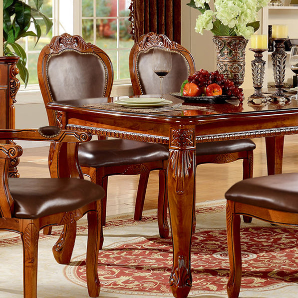 Rectangle 4 Legs Mid-Century Dining Table Wood Color Fixed Table of Solid Wood Clearhalo ' dining_table' 'Dining Tables & Seating' 'Dining Tables' 'furn' 'furn_dining_table' 'Furniture' 'furniture_dining_table' 'Kitchen & Dining Furniture' 'kitchen&dining_furn' 'kitchen' 'kitchen_dining_table' 4050622