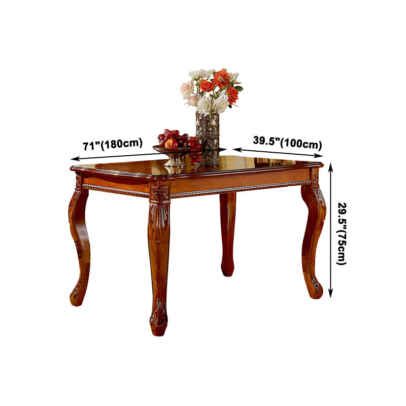 Rectangle 4 Legs Mid-Century Dining Table Wood Color Fixed Table of Solid Wood Clearhalo ' dining_table' 'Dining Tables & Seating' 'Dining Tables' 'furn' 'furn_dining_table' 'Furniture' 'furniture_dining_table' 'Kitchen & Dining Furniture' 'kitchen&dining_furn' 'kitchen' 'kitchen_dining_table' 4050626