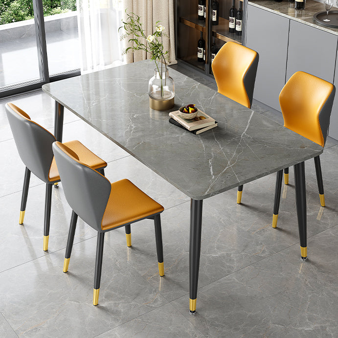 Industrial Kitchen Sintered Stone Top Dining Table Rectangle Dining Table with 4 Legs Base Clearhalo ' dining_table' 'Dining Tables & Seating' 'Dining Tables' 'furn' 'furn_dining_table' 'Furniture' 'furniture_dining_table' 'Kitchen & Dining Furniture' 'kitchen&dining_furn' 'kitchen' 'kitchen_dining_table' 4050648