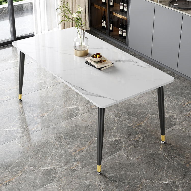 Industrial Kitchen Sintered Stone Top Dining Table Rectangle Dining Table with 4 Legs Base Clearhalo ' dining_table' 'Dining Tables & Seating' 'Dining Tables' 'furn' 'furn_dining_table' 'Furniture' 'furniture_dining_table' 'Kitchen & Dining Furniture' 'kitchen&dining_furn' 'kitchen' 'kitchen_dining_table' 4050650