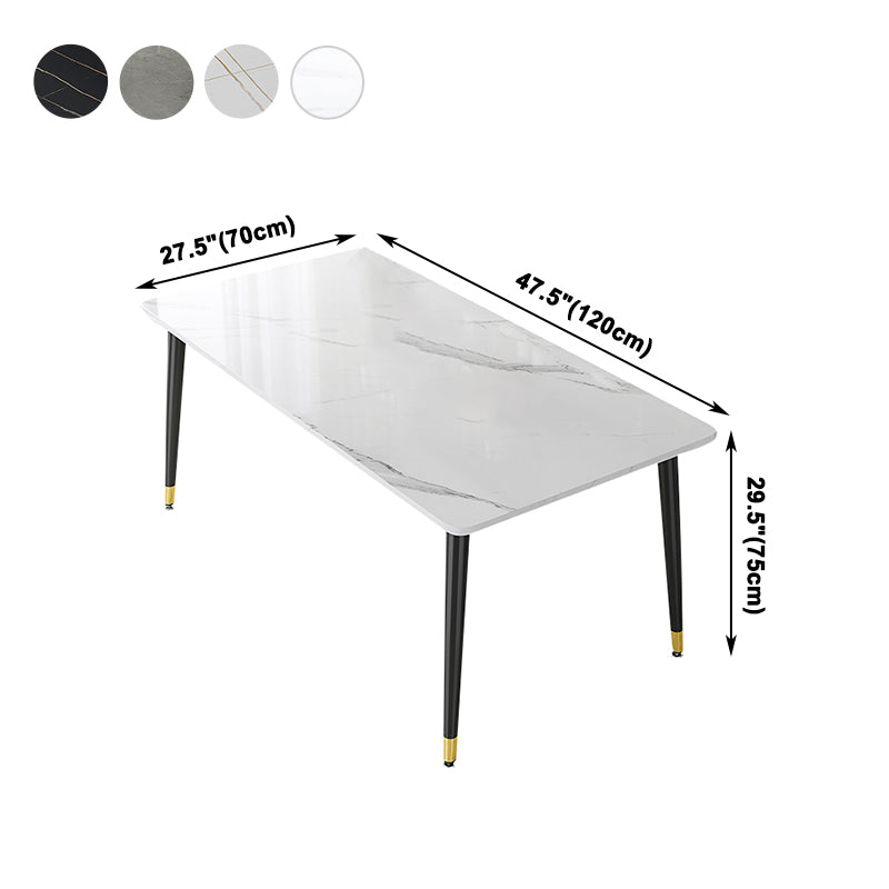 Industrial Kitchen Sintered Stone Top Dining Table Rectangle Dining Table with 4 Legs Base Clearhalo ' dining_table' 'Dining Tables & Seating' 'Dining Tables' 'furn' 'furn_dining_table' 'Furniture' 'furniture_dining_table' 'Kitchen & Dining Furniture' 'kitchen&dining_furn' 'kitchen' 'kitchen_dining_table' 4050654