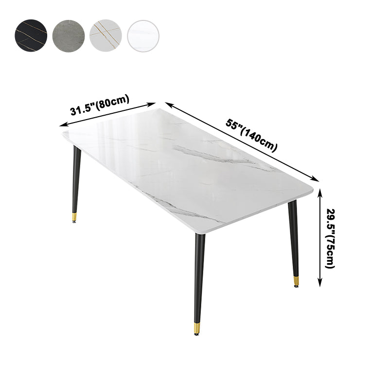 Industrial Kitchen Sintered Stone Top Dining Table Rectangle Dining Table with 4 Legs Base Clearhalo ' dining_table' 'Dining Tables & Seating' 'Dining Tables' 'furn' 'furn_dining_table' 'Furniture' 'furniture_dining_table' 'Kitchen & Dining Furniture' 'kitchen&dining_furn' 'kitchen' 'kitchen_dining_table' 4050656