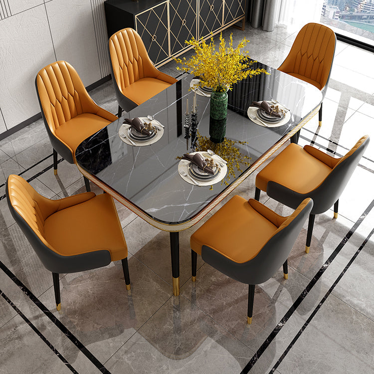 Glam Rectangle Shape Kitchen Dining Table Marble Standard Dining Table with 4 Legs Base Clearhalo ' dining_table' 'Dining Tables & Seating' 'Dining Tables' 'furn' 'furn_dining_table' 'Furniture' 'furniture_dining_table' 'Kitchen & Dining Furniture' 'kitchen&dining_furn' 'kitchen' 'kitchen_dining_table' 4050660