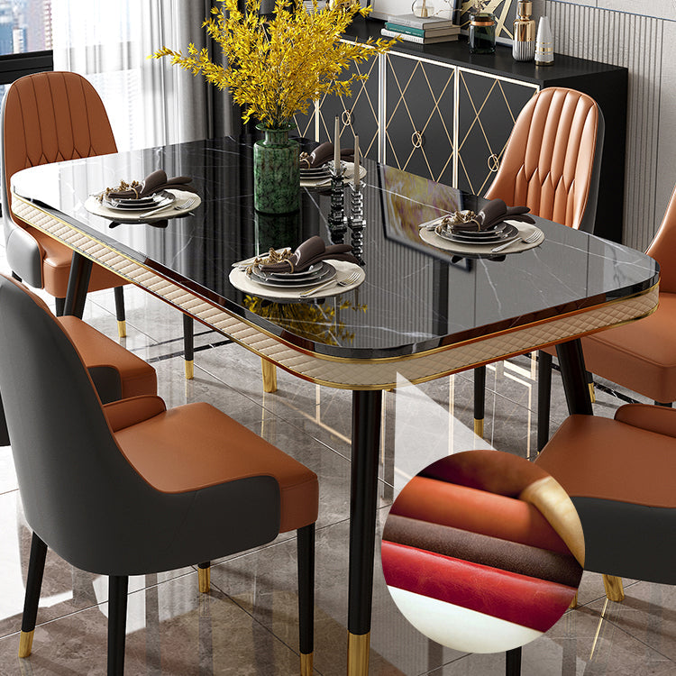 Glam Rectangle Shape Kitchen Dining Table Marble Standard Dining Table with 4 Legs Base Clearhalo ' dining_table' 'Dining Tables & Seating' 'Dining Tables' 'furn' 'furn_dining_table' 'Furniture' 'furniture_dining_table' 'Kitchen & Dining Furniture' 'kitchen&dining_furn' 'kitchen' 'kitchen_dining_table' 4050664