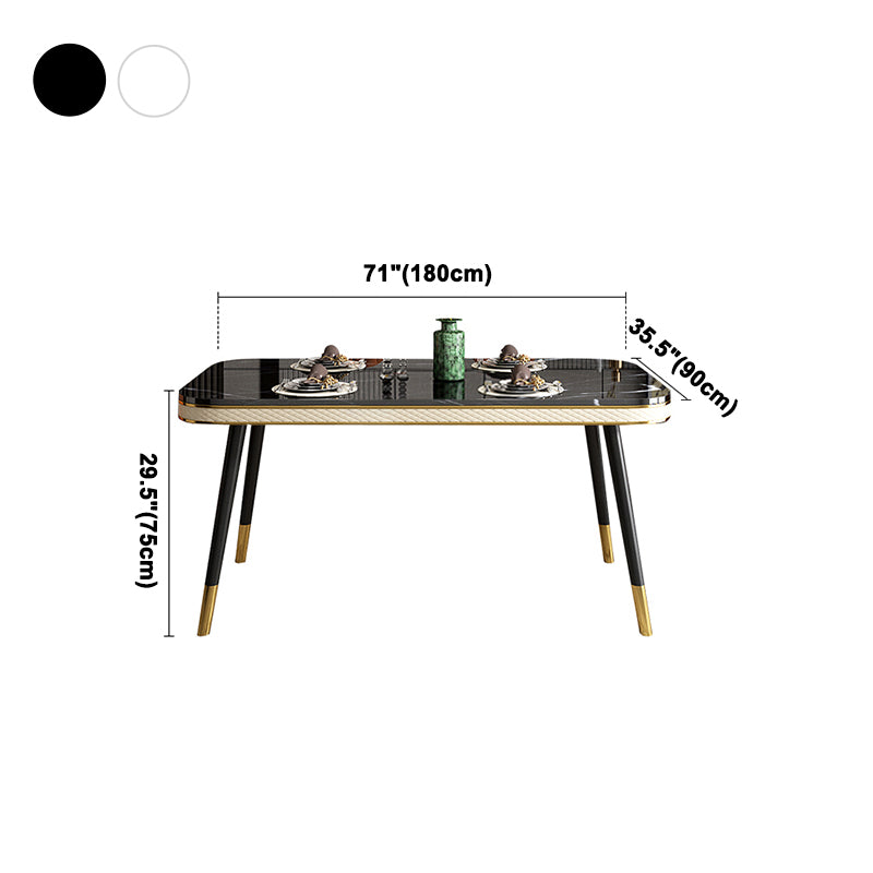 Glam Rectangle Shape Kitchen Dining Table Marble Standard Dining Table with 4 Legs Base Clearhalo ' dining_table' 'Dining Tables & Seating' 'Dining Tables' 'furn' 'furn_dining_table' 'Furniture' 'furniture_dining_table' 'Kitchen & Dining Furniture' 'kitchen&dining_furn' 'kitchen' 'kitchen_dining_table' 4050672