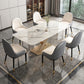 Glam Sintered Stone Top Dining Table White Rectangle Shape Dining Table with Pedestal Base Clearhalo ' dining_table' 'Dining Tables & Seating' 'Dining Tables' 'furn' 'furn_dining_table' 'Furniture' 'furniture_dining_table' 'Kitchen & Dining Furniture' 'kitchen&dining_furn' 'kitchen' 'kitchen_dining_table' 4050708