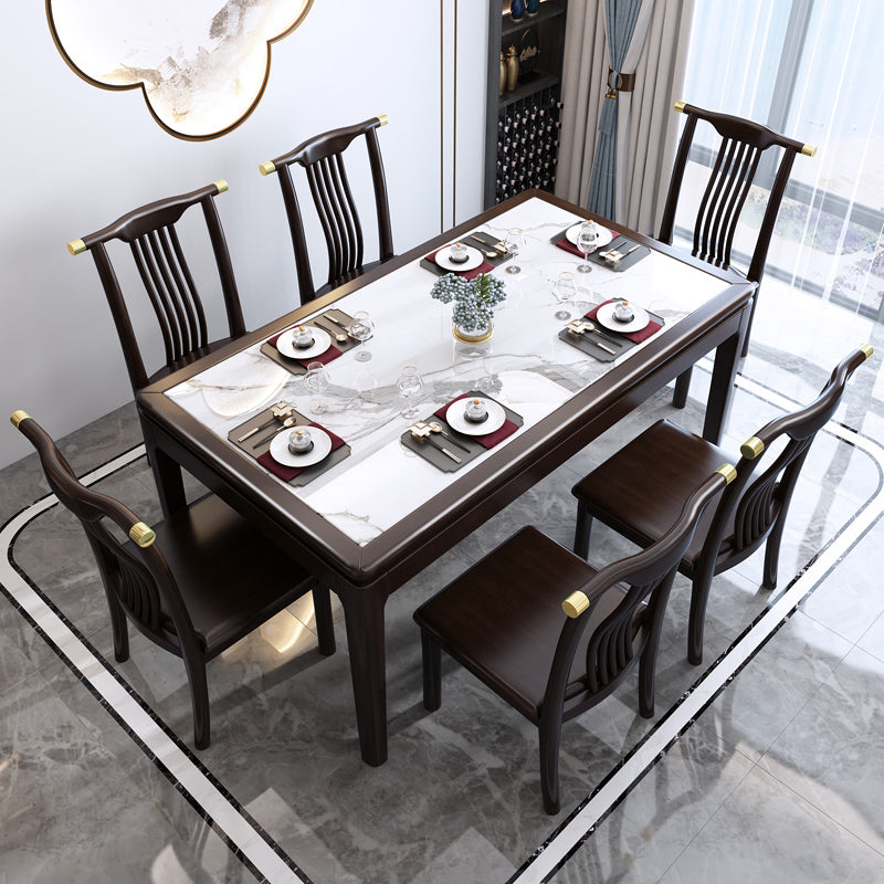 Rectangle Wood Color Dining Table Sintered Stone Table Mid-Century with 4 Legs Clearhalo ' dining_table' 'Dining Tables & Seating' 'Dining Tables' 'furn' 'furn_dining_table' 'Furniture' 'furniture_dining_table' 'Kitchen & Dining Furniture' 'kitchen&dining_furn' 'kitchen' 'kitchen_dining_table' 4050732