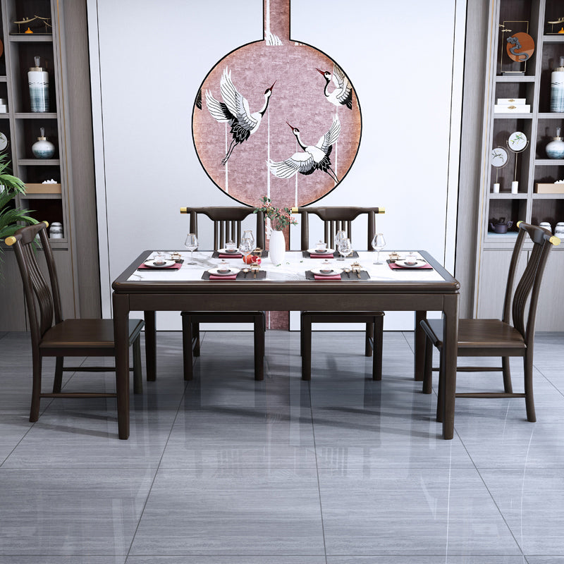 Rectangle Wood Color Dining Table Sintered Stone Table Mid-Century with 4 Legs Clearhalo ' dining_table' 'Dining Tables & Seating' 'Dining Tables' 'furn' 'furn_dining_table' 'Furniture' 'furniture_dining_table' 'Kitchen & Dining Furniture' 'kitchen&dining_furn' 'kitchen' 'kitchen_dining_table' 4050734