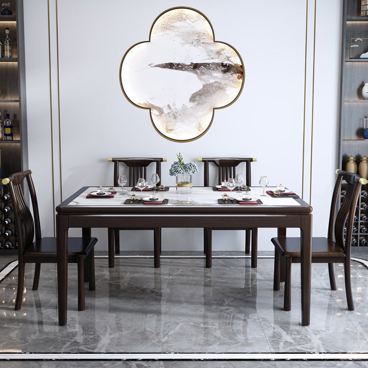 Rectangle Wood Color Dining Table Sintered Stone Table Mid-Century with 4 Legs Clearhalo ' dining_table' 'Dining Tables & Seating' 'Dining Tables' 'furn' 'furn_dining_table' 'Furniture' 'furniture_dining_table' 'Kitchen & Dining Furniture' 'kitchen&dining_furn' 'kitchen' 'kitchen_dining_table' 4050740