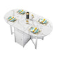 Contemporary Style Dining Site Table Drop-Leaf Dining Table for Dining Room Glass 51.2"L x 35.4"W x 29.5"H Without Chairs Clearhalo ' dining_table' 'Dining Tables & Seating' 'Dining Tables' 'furn' 'furn_dining_table' 'Furniture' 'furniture_dining_table' 'Kitchen & Dining Furniture' 'kitchen&dining_furn' 'kitchen' 'kitchen_dining_table' 4050747