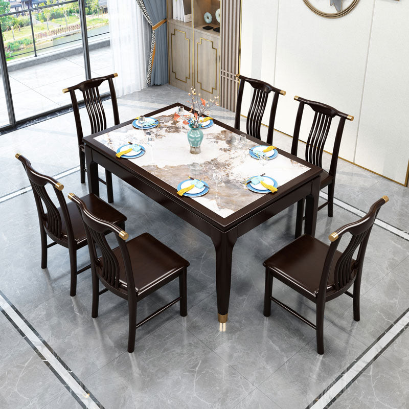 Rectangle Shape Dining Table Sintered Stone Table Mid-Century with 4 Legs Clearhalo ' dining_table' 'Dining Tables & Seating' 'Dining Tables' 'furn' 'furn_dining_table' 'Furniture' 'furniture_dining_table' 'Kitchen & Dining Furniture' 'kitchen&dining_furn' 'kitchen' 'kitchen_dining_table' 4050777