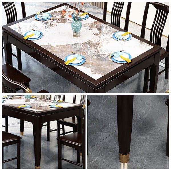 Rectangle Shape Dining Table Sintered Stone Table Mid-Century with 4 Legs Clearhalo ' dining_table' 'Dining Tables & Seating' 'Dining Tables' 'furn' 'furn_dining_table' 'Furniture' 'furniture_dining_table' 'Kitchen & Dining Furniture' 'kitchen&dining_furn' 'kitchen' 'kitchen_dining_table' 4050781