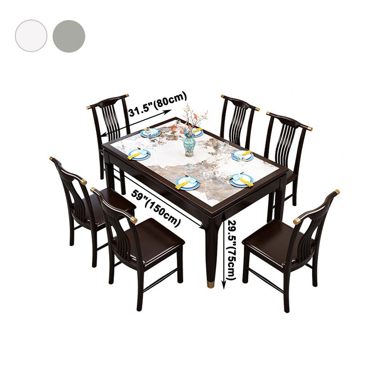 Rectangle Shape Dining Table Sintered Stone Table Mid-Century with 4 Legs Clearhalo ' dining_table' 'Dining Tables & Seating' 'Dining Tables' 'furn' 'furn_dining_table' 'Furniture' 'furniture_dining_table' 'Kitchen & Dining Furniture' 'kitchen&dining_furn' 'kitchen' 'kitchen_dining_table' 4050785