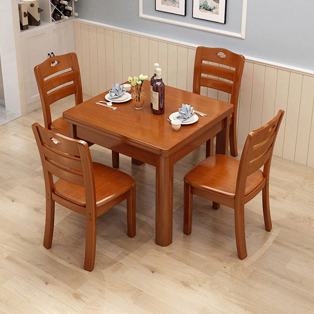 Square Industrial Dining Table Wood Color Fixed Table with Solid Rubberwood Red Brown Without Chairs Clearhalo ' dining_table' 'Dining Tables & Seating' 'Dining Tables' 'furn' 'furn_dining_table' 'Furniture' 'furniture_dining_table' 'Kitchen & Dining Furniture' 'kitchen&dining_furn' 'kitchen' 'kitchen_dining_table' 4050787