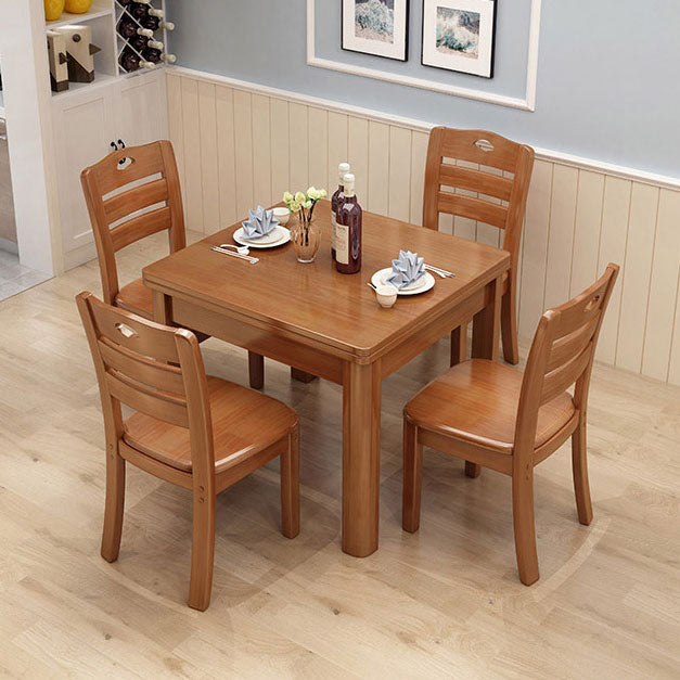 Square Industrial Dining Table Wood Color Fixed Table with Solid Rubberwood Brown Without Chairs Clearhalo ' dining_table' 'Dining Tables & Seating' 'Dining Tables' 'furn' 'furn_dining_table' 'Furniture' 'furniture_dining_table' 'Kitchen & Dining Furniture' 'kitchen&dining_furn' 'kitchen' 'kitchen_dining_table' 4050788