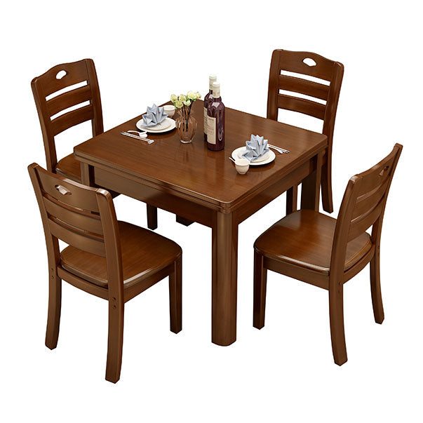 Square Industrial Dining Table Wood Color Fixed Table with Solid Rubberwood Clearhalo ' dining_table' 'Dining Tables & Seating' 'Dining Tables' 'furn' 'furn_dining_table' 'Furniture' 'furniture_dining_table' 'Kitchen & Dining Furniture' 'kitchen&dining_furn' 'kitchen' 'kitchen_dining_table' 4050790