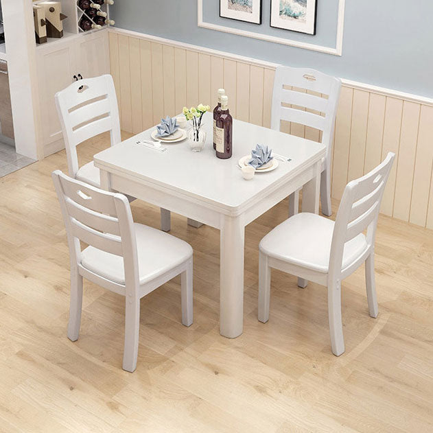 Square Industrial Dining Table Wood Color Fixed Table with Solid Rubberwood White Without Chairs Clearhalo ' dining_table' 'Dining Tables & Seating' 'Dining Tables' 'furn' 'furn_dining_table' 'Furniture' 'furniture_dining_table' 'Kitchen & Dining Furniture' 'kitchen&dining_furn' 'kitchen' 'kitchen_dining_table' 4050793
