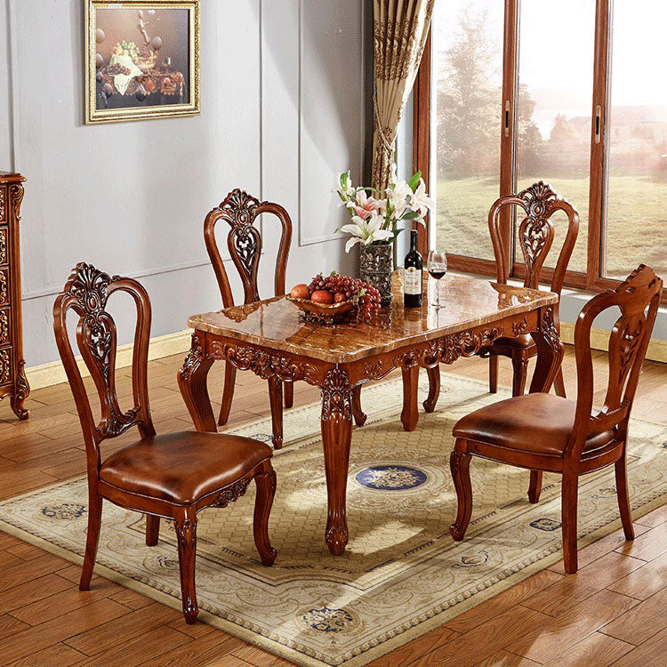 Rectangle Shape Wood Color Dining Table Fixed Table Victorian Style with 4 Legs Clearhalo ' dining_table' 'Dining Tables & Seating' 'Dining Tables' 'furn' 'furn_dining_table' 'Furniture' 'furniture_dining_table' 'Kitchen & Dining Furniture' 'kitchen&dining_furn' 'kitchen' 'kitchen_dining_table' 4050813
