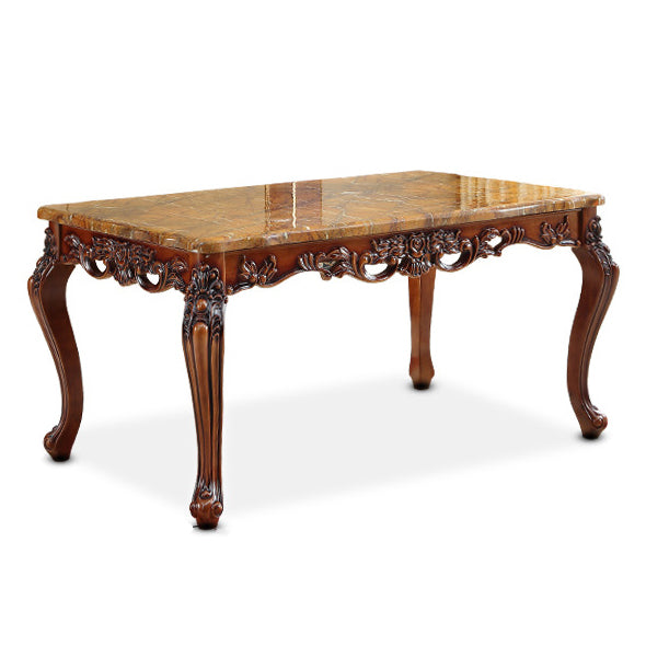 Rectangle Shape Wood Color Dining Table Fixed Table Victorian Style with 4 Legs Marble Without Chairs Clearhalo ' dining_table' 'Dining Tables & Seating' 'Dining Tables' 'furn' 'furn_dining_table' 'Furniture' 'furniture_dining_table' 'Kitchen & Dining Furniture' 'kitchen&dining_furn' 'kitchen' 'kitchen_dining_table' 4050816