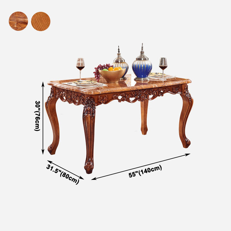 Rectangle Shape Wood Color Dining Table Fixed Table Victorian Style with 4 Legs Clearhalo ' dining_table' 'Dining Tables & Seating' 'Dining Tables' 'furn' 'furn_dining_table' 'Furniture' 'furniture_dining_table' 'Kitchen & Dining Furniture' 'kitchen&dining_furn' 'kitchen' 'kitchen_dining_table' 4050820