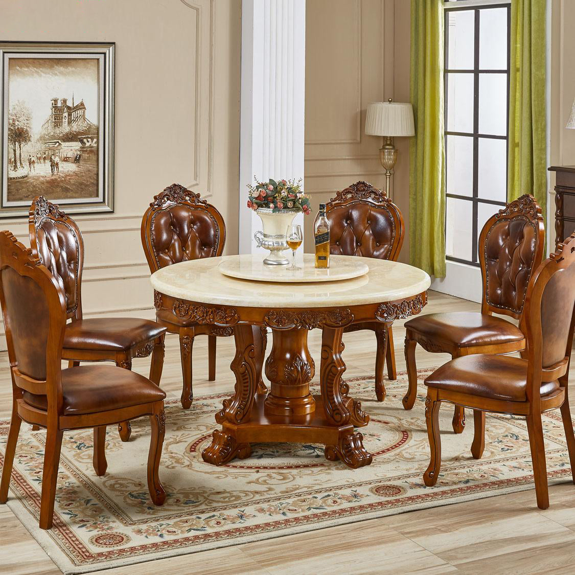 Solid Wood Victorian Round Dining Table Dining Table with Pedestal Base Clearhalo ' dining_table' 'Dining Tables & Seating' 'Dining Tables' 'furn' 'furn_dining_table' 'Furniture' 'furniture_dining_table' 'Kitchen & Dining Furniture' 'kitchen&dining_furn' 'kitchen' 'kitchen_dining_table' 4050838
