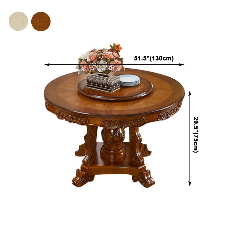 Solid Wood Victorian Round Dining Table Dining Table with Pedestal Base Clearhalo ' dining_table' 'Dining Tables & Seating' 'Dining Tables' 'furn' 'furn_dining_table' 'Furniture' 'furniture_dining_table' 'Kitchen & Dining Furniture' 'kitchen&dining_furn' 'kitchen' 'kitchen_dining_table' 4050847
