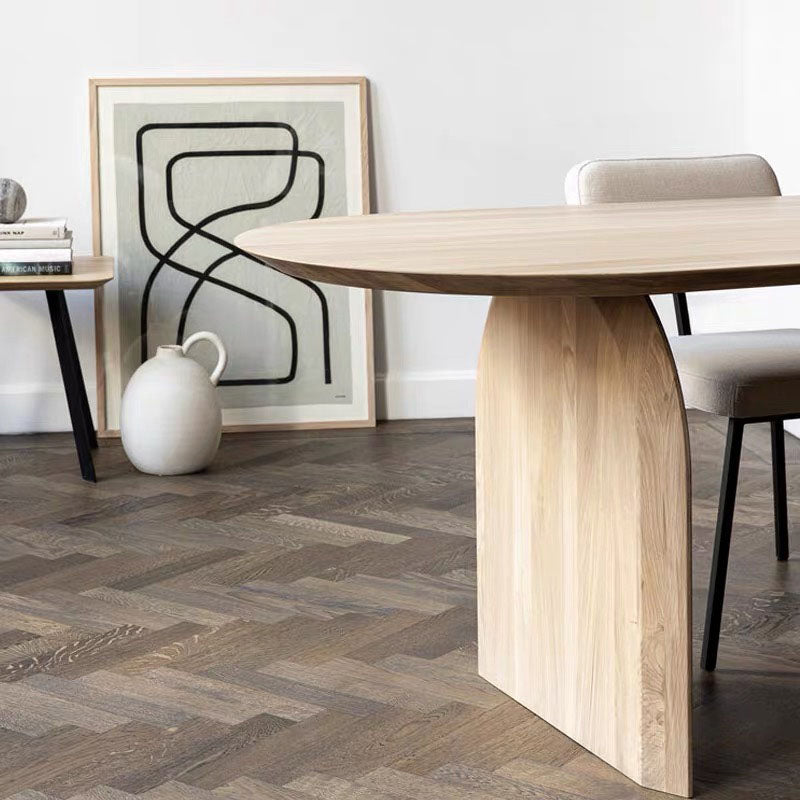 Modern Oval Shape Solid Wood Dining Table Kitchen Standard Dining Table with Double Pedestal Bases Clearhalo ' dining_table' 'Dining Tables & Seating' 'Dining Tables' 'furn' 'furn_dining_table' 'Furniture' 'furniture_dining_table' 'Kitchen & Dining Furniture' 'kitchen&dining_furn' 'kitchen' 'kitchen_dining_table' 4050880