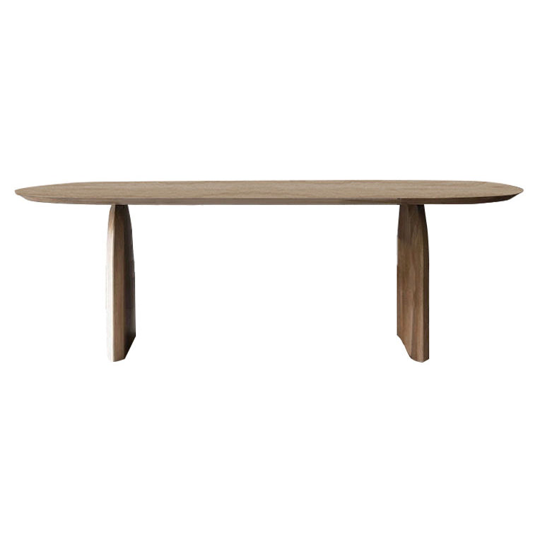 Modern Oval Shape Solid Wood Dining Table Kitchen Standard Dining Table with Double Pedestal Bases Without Chairs Clearhalo ' dining_table' 'Dining Tables & Seating' 'Dining Tables' 'furn' 'furn_dining_table' 'Furniture' 'furniture_dining_table' 'Kitchen & Dining Furniture' 'kitchen&dining_furn' 'kitchen' 'kitchen_dining_table' 4050881