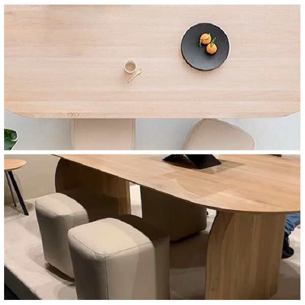 Modern Oval Shape Solid Wood Dining Table Kitchen Standard Dining Table with Double Pedestal Bases Clearhalo ' dining_table' 'Dining Tables & Seating' 'Dining Tables' 'furn' 'furn_dining_table' 'Furniture' 'furniture_dining_table' 'Kitchen & Dining Furniture' 'kitchen&dining_furn' 'kitchen' 'kitchen_dining_table' 4050882