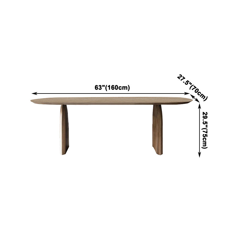 Modern Oval Shape Solid Wood Dining Table Kitchen Standard Dining Table with Double Pedestal Bases Clearhalo ' dining_table' 'Dining Tables & Seating' 'Dining Tables' 'furn' 'furn_dining_table' 'Furniture' 'furniture_dining_table' 'Kitchen & Dining Furniture' 'kitchen&dining_furn' 'kitchen' 'kitchen_dining_table' 4050884