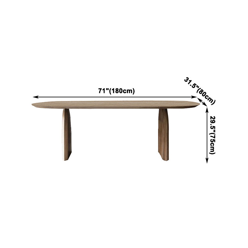 Modern Oval Shape Solid Wood Dining Table Kitchen Standard Dining Table with Double Pedestal Bases Clearhalo ' dining_table' 'Dining Tables & Seating' 'Dining Tables' 'furn' 'furn_dining_table' 'Furniture' 'furniture_dining_table' 'Kitchen & Dining Furniture' 'kitchen&dining_furn' 'kitchen' 'kitchen_dining_table' 4050885
